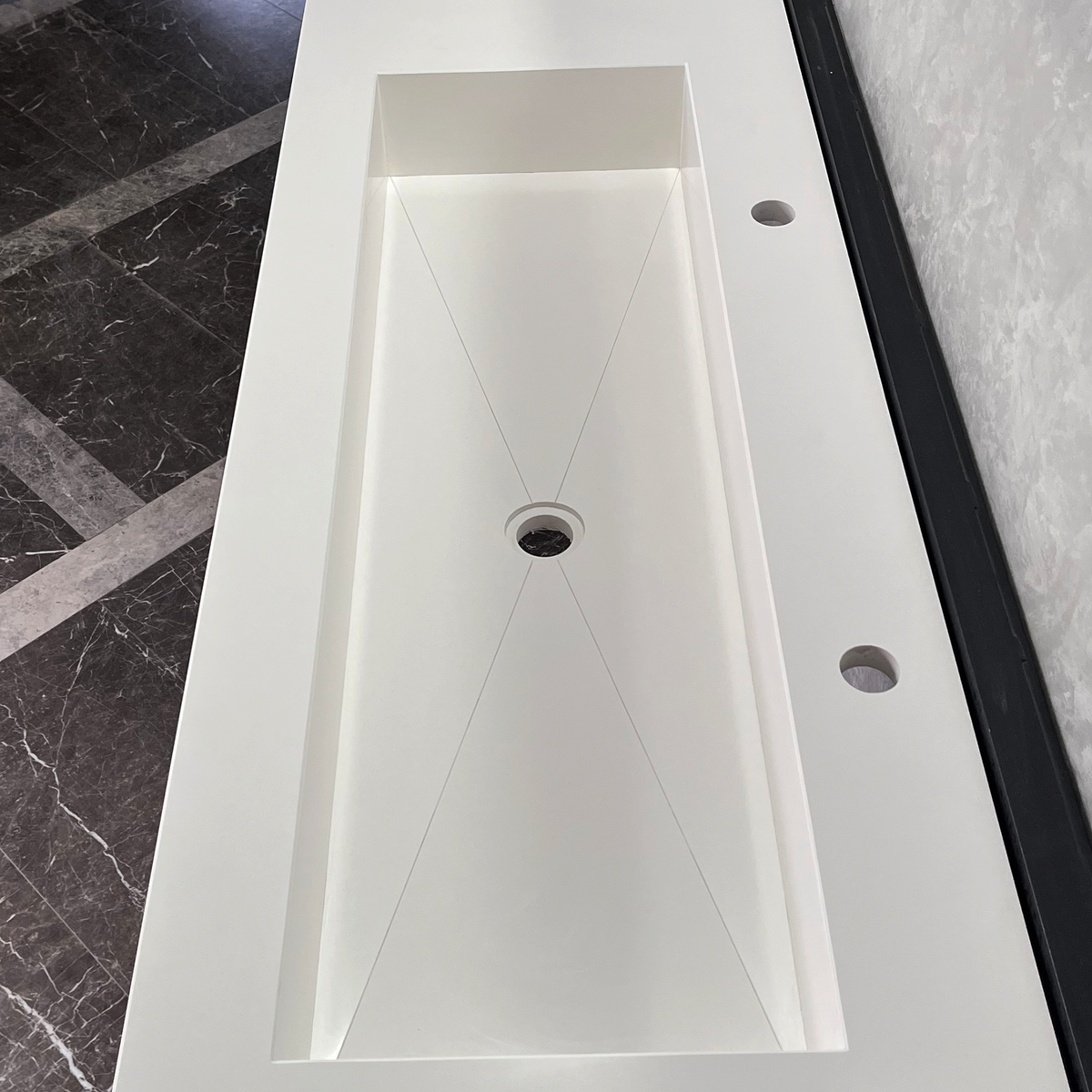 White Quartz Monolithic Contemporary Trough Sink - Handcrafted, photo 3 of 10