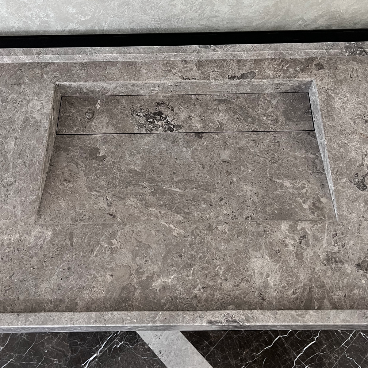 Tundra Grey Marble Sink - Handcrafted Custom Luxury Bathroom, photo 5 of 10