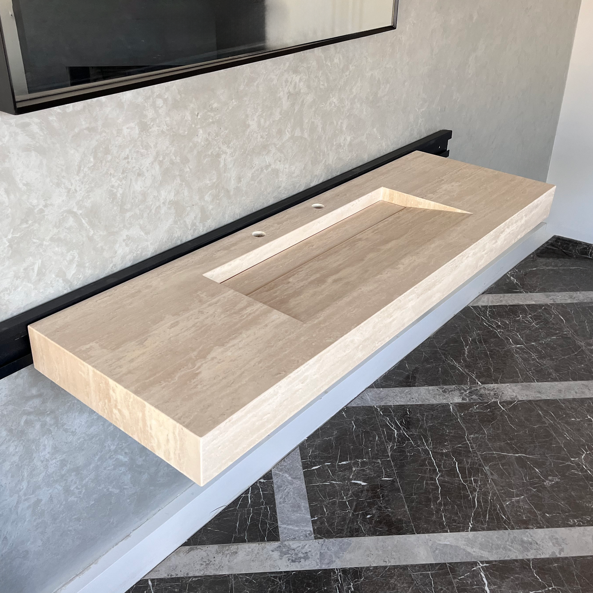 Travertine Natural Stone Handcrafted Bathroom Vanity Sink - Custom One of a Kind, photo 3 of 9