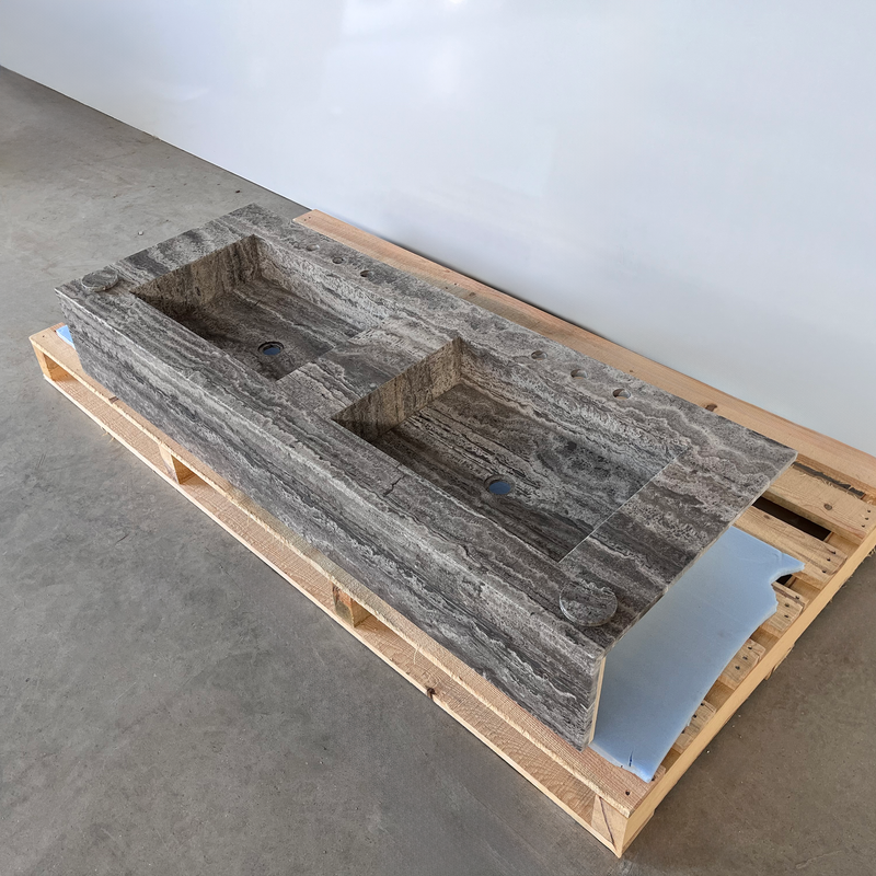 Travertine Natural Stone Bathroom Vanity Sink - Handcrafted Custom, photo 4 of 10