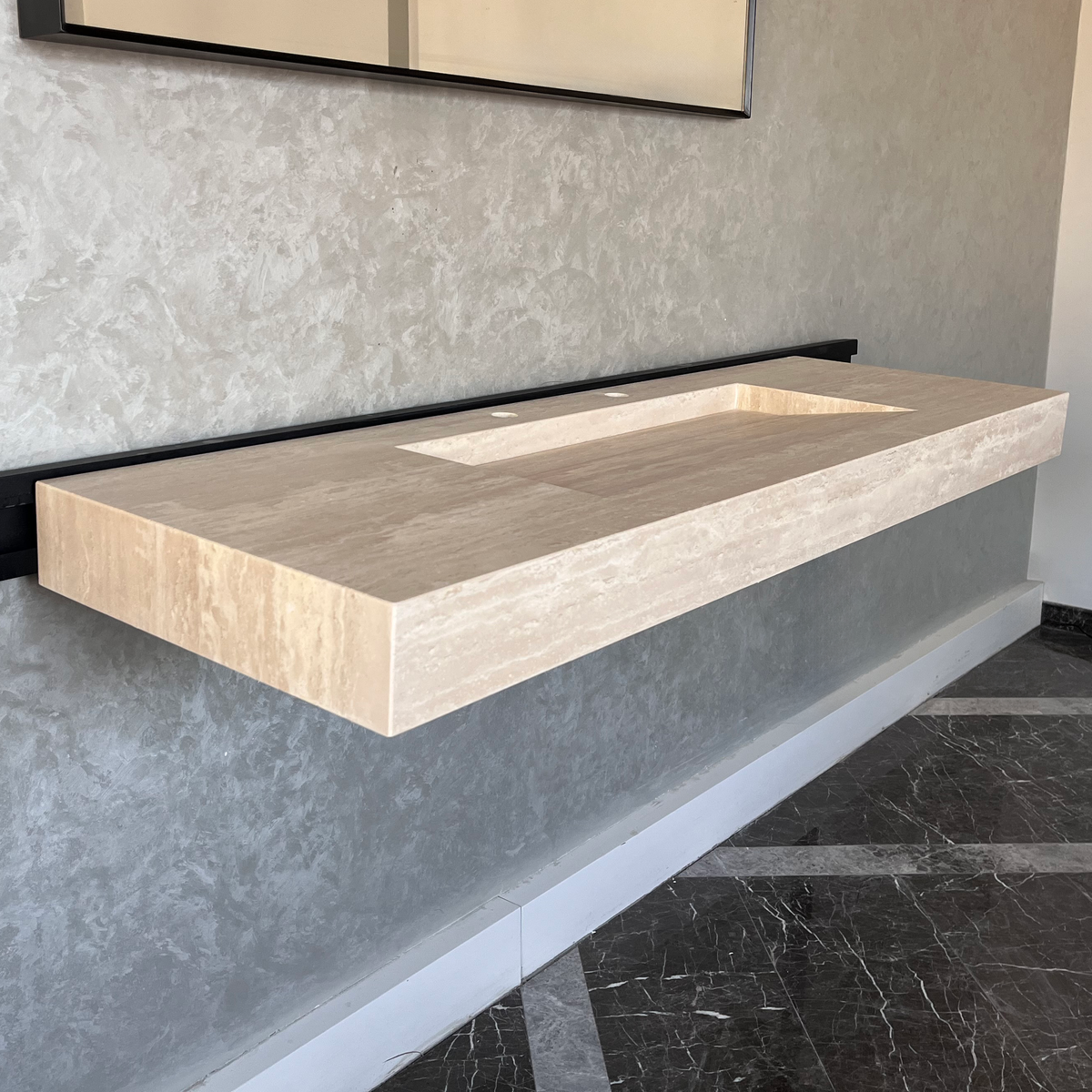 Travertine Natural Stone Handcrafted Bathroom Vanity Sink - Custom One of a Kind, photo 4 of 9