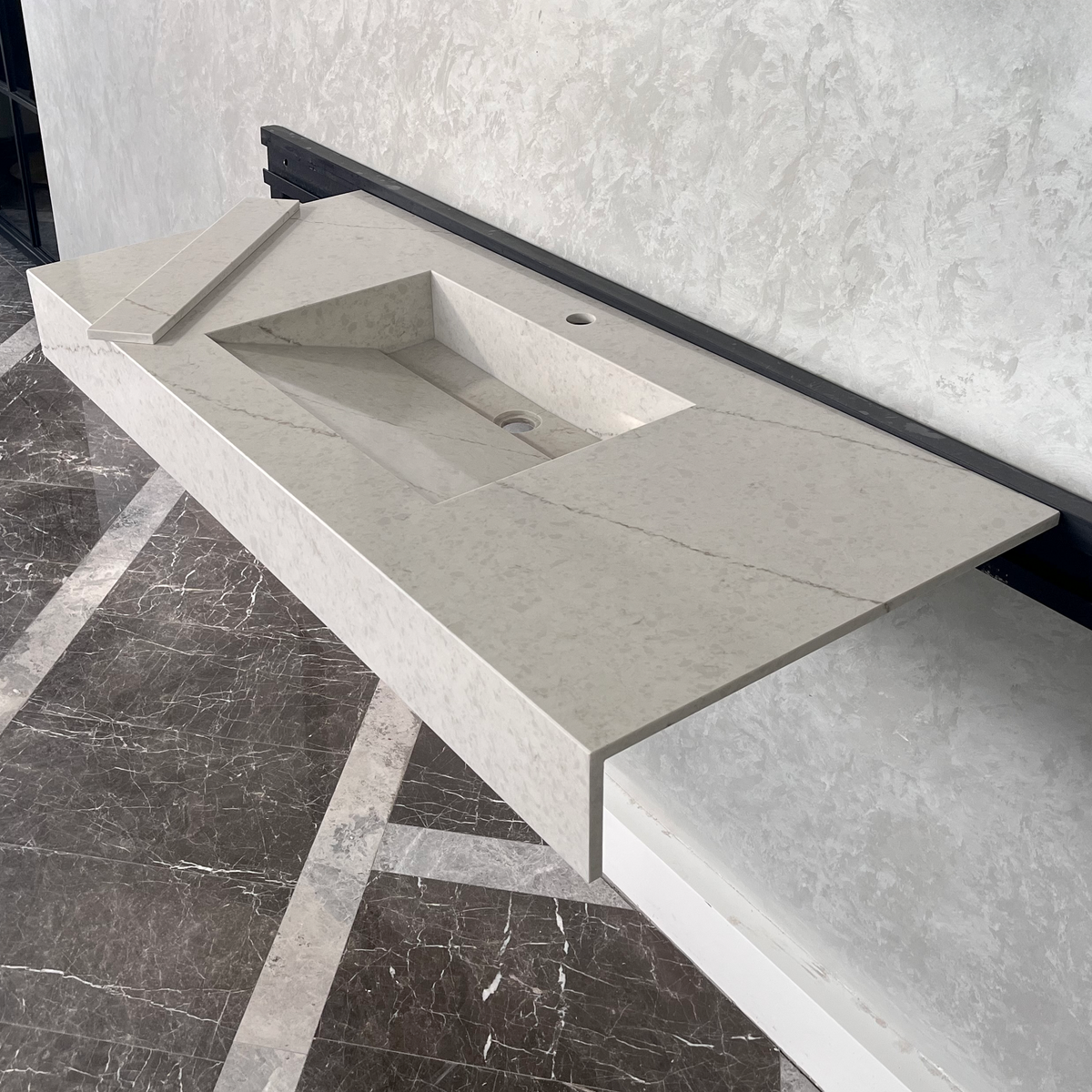 Quartz Kitchen Sink Coante Alba Via Natural Stone Pattern Premium Handcrafted Custom, photo 7 of 8