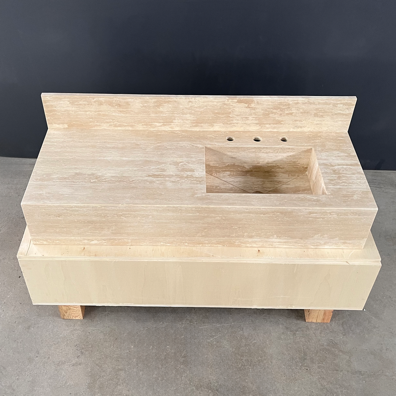 Handcrafted Beige Travertine Natural Stone Sink - Custom Artisan, photo 7 of 8