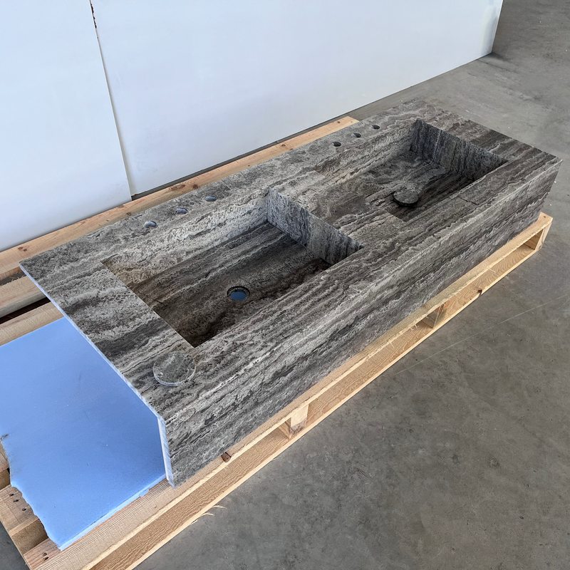 Travertine Natural Stone Bathroom Vanity Sink - Handcrafted Custom, photo 5 of 10