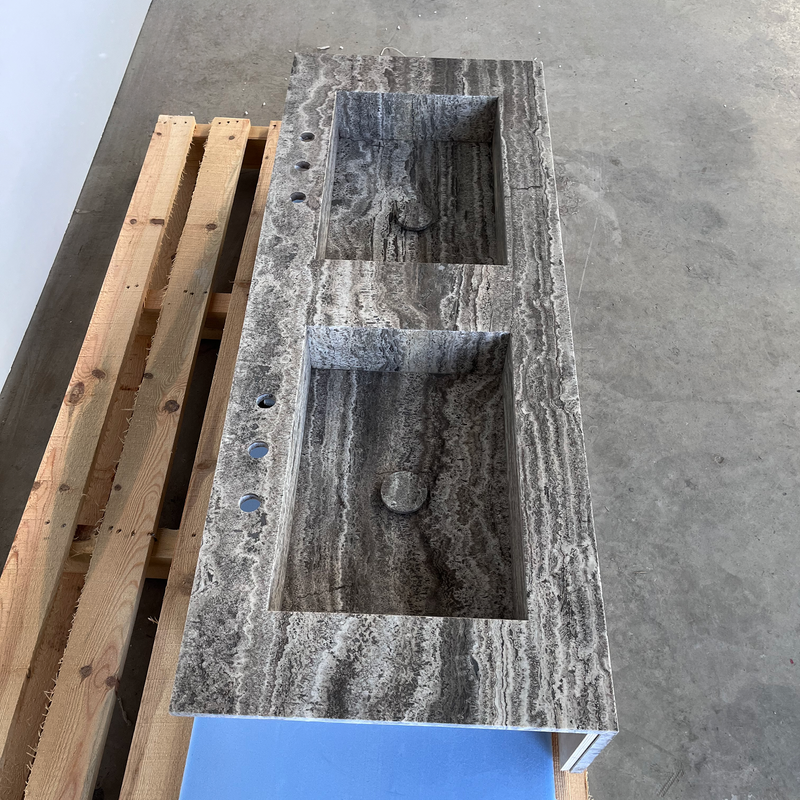 Travertine Natural Stone Bathroom Vanity Sink - Handcrafted Custom, photo 6 of 10