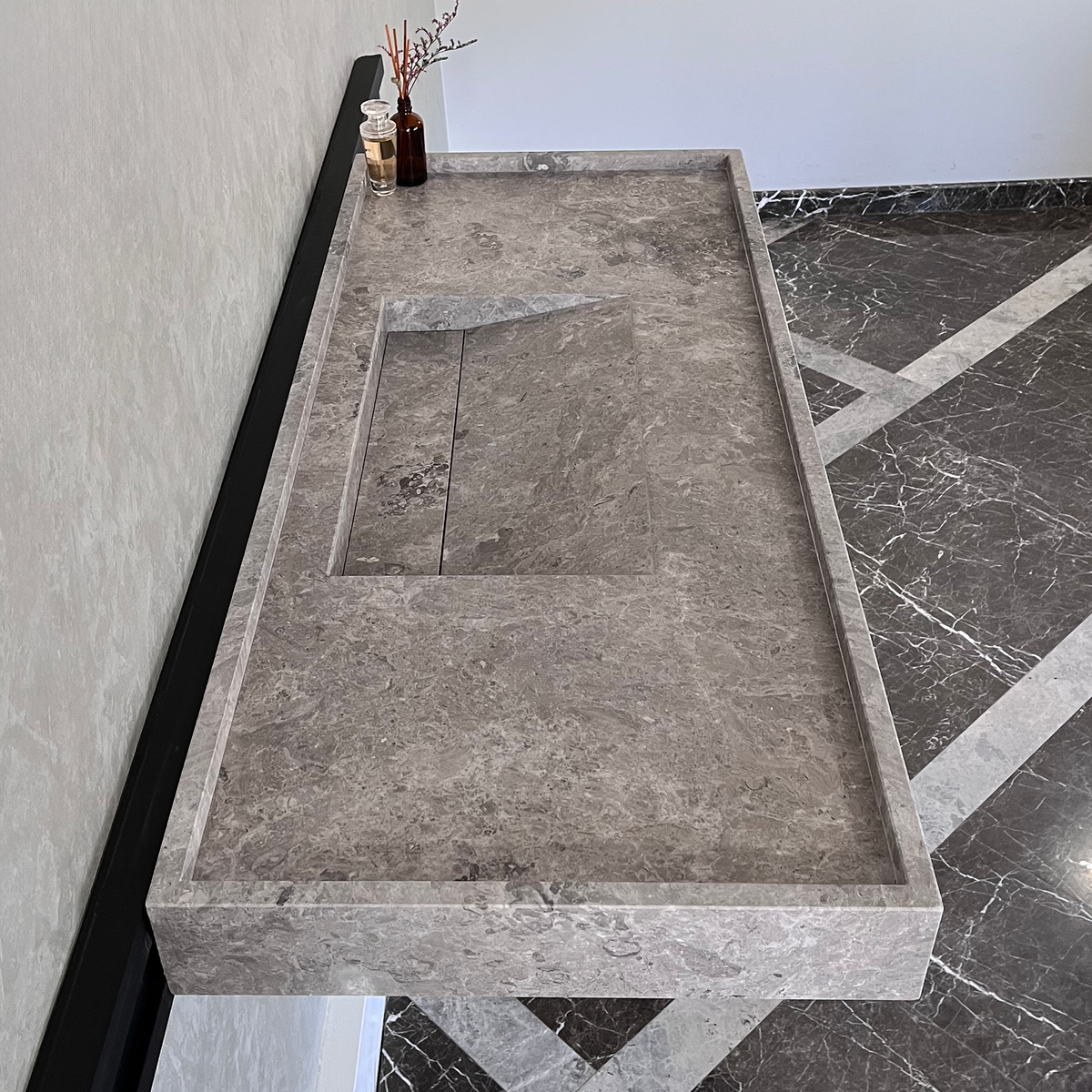 Tundra Grey Marble Sink - Handcrafted Custom Luxury Bathroom, photo 8 of 10