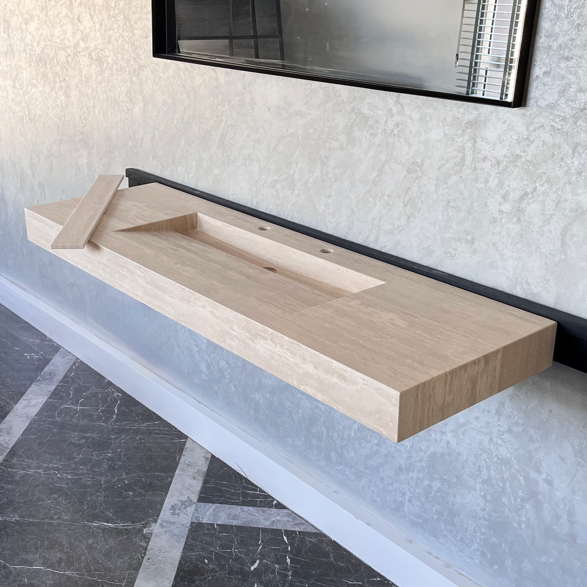 Travertine Natural Stone Handcrafted Bathroom Vanity Sink - Custom One of a Kind, photo 7 of 9