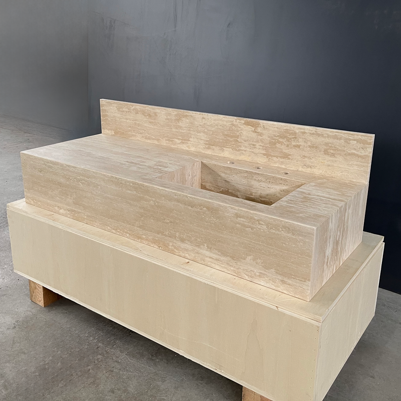 Handcrafted Beige Travertine Natural Stone Sink - Custom Artisan, photo 8 of 8