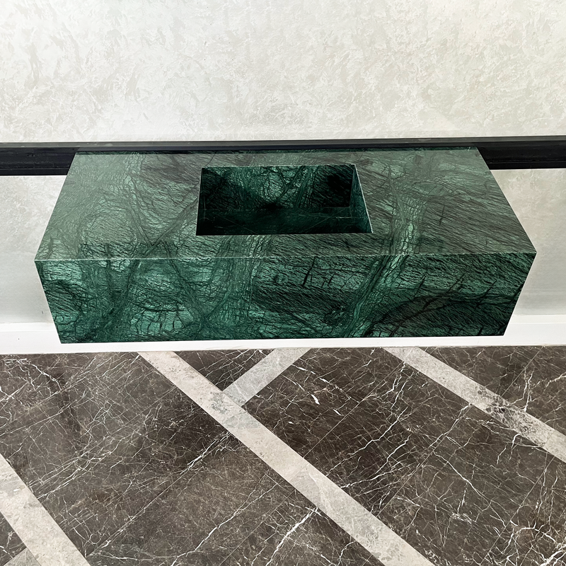 Handcrafted Verde Guatemala Custom Marble Sink - Natural Veining, photo 8 of 9
