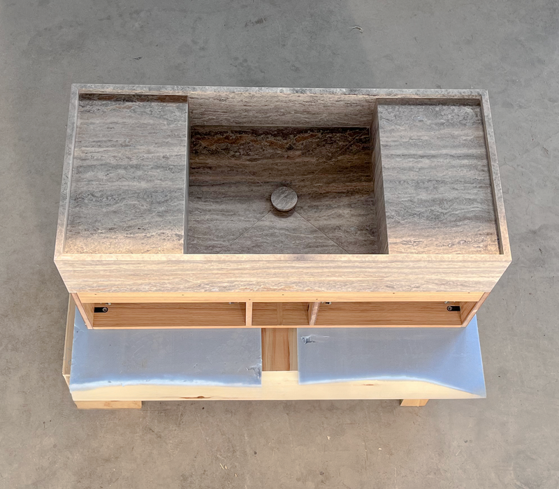 Silver Travertine Handcrafted Vanity Sink - Luxury Artisan Design, photo 3 of 8