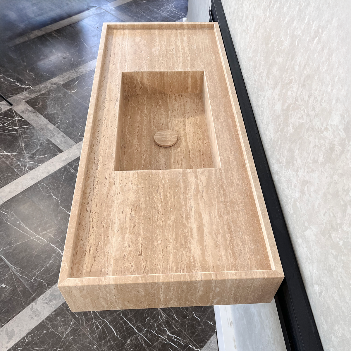 Handcrafted Custom Travertine Natural Stone Bathroom Sink - Designer, photo 4 of 8