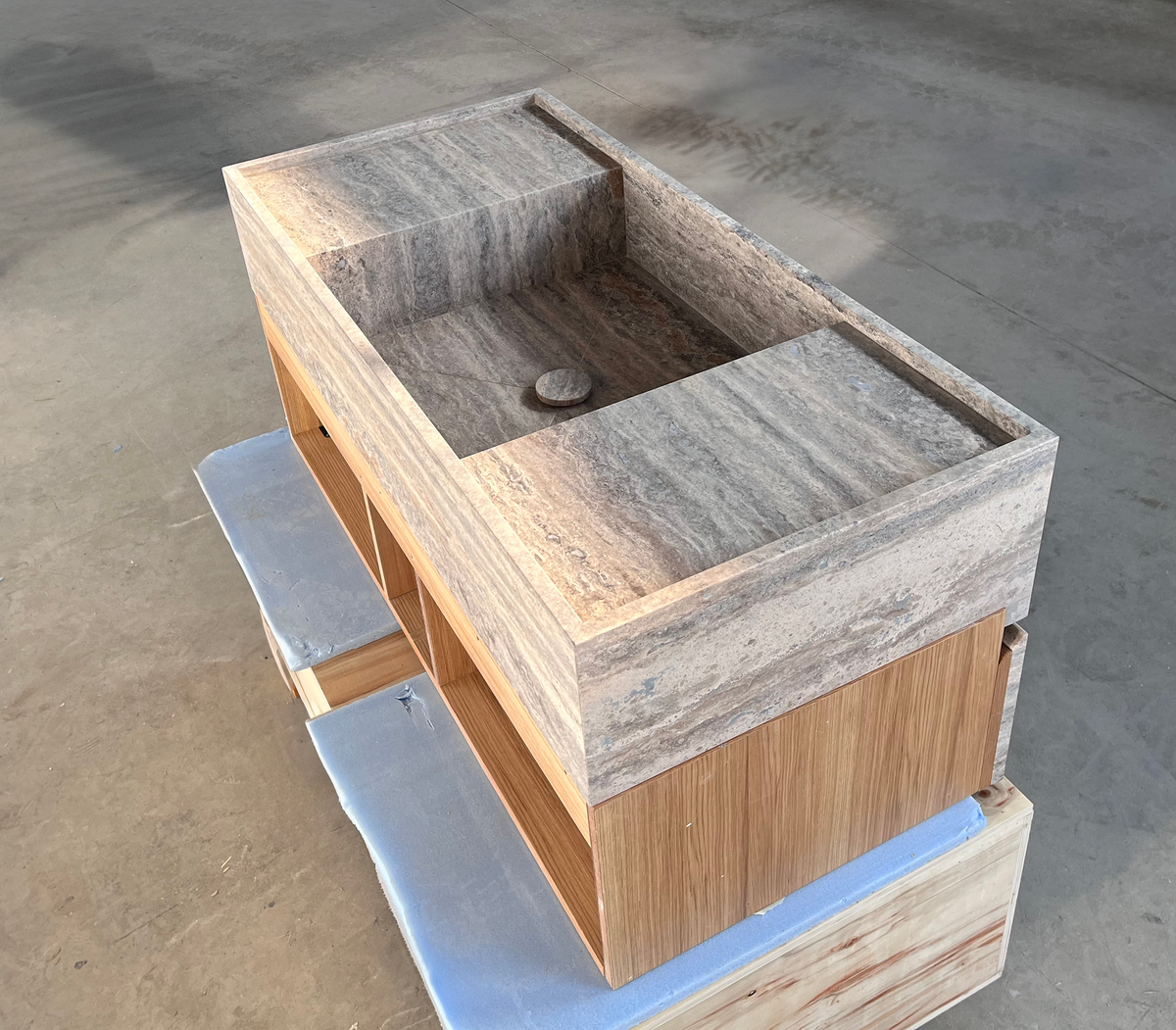 Silver Travertine Handcrafted Vanity Sink - Luxury Artisan Design, photo 4 of 8