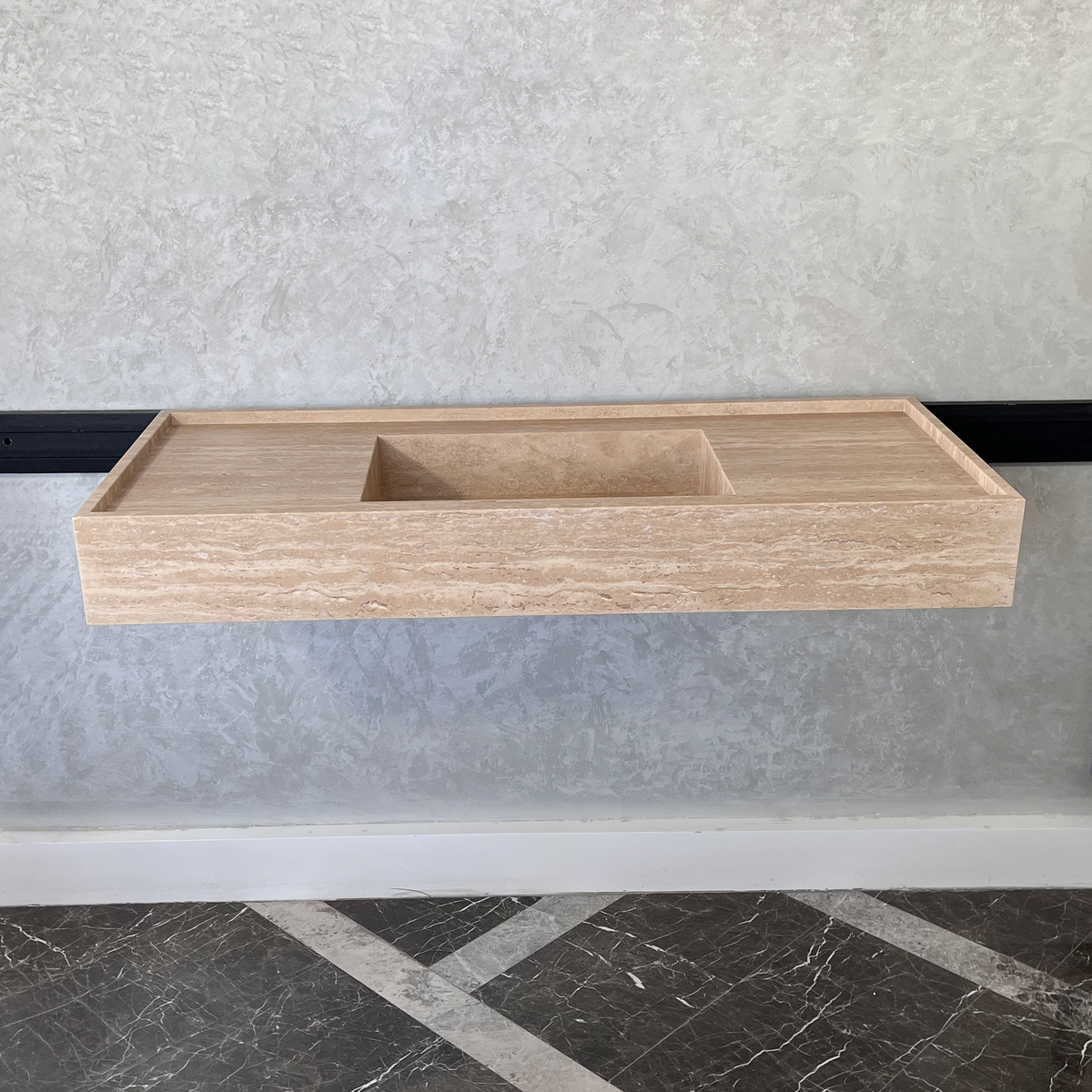 Handcrafted Custom Travertine Natural Stone Bathroom Sink - Designer, photo 8 of 8