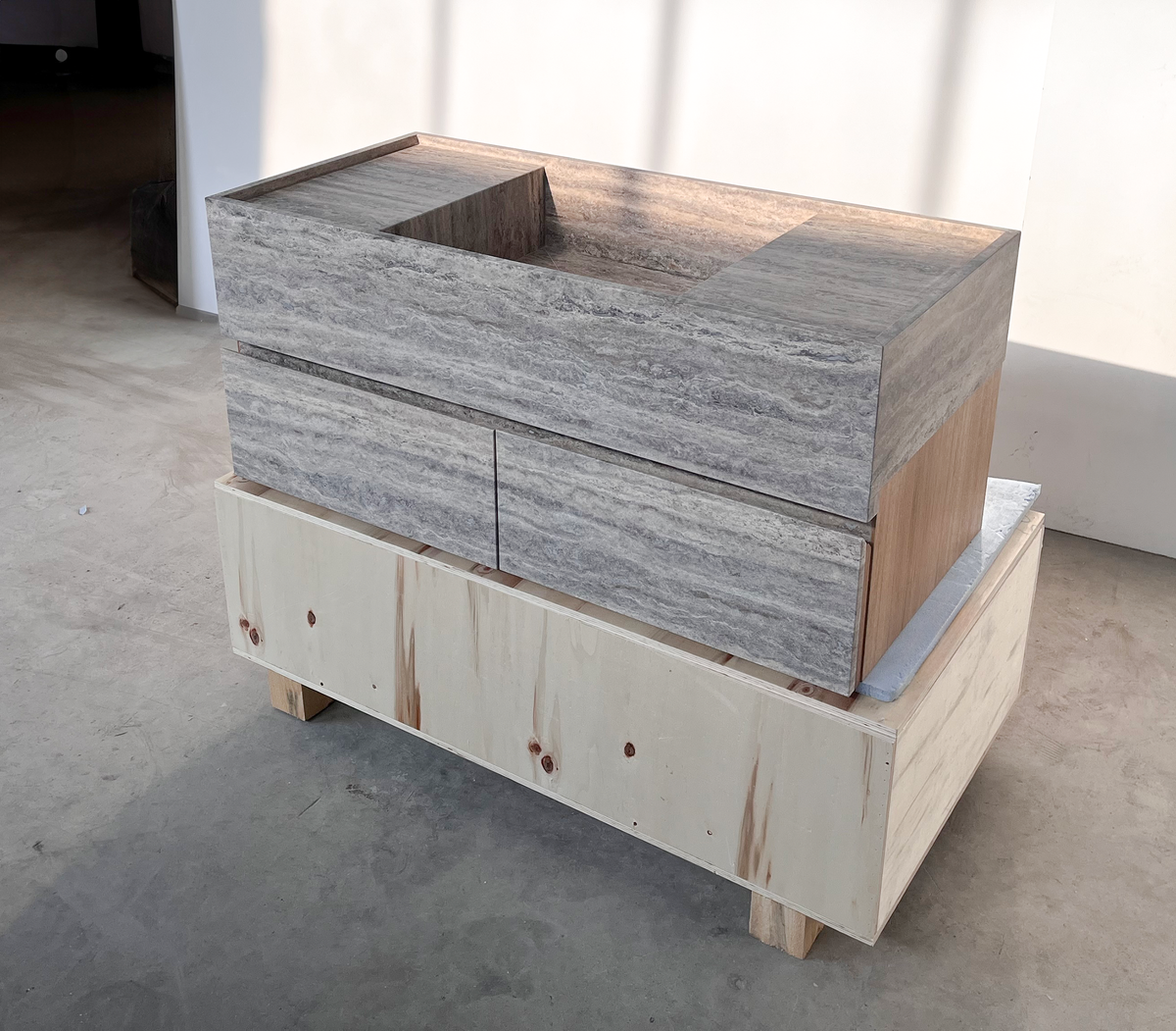 Silver Travertine Handcrafted Vanity Sink - Luxury Artisan Design, photo 6 of 8