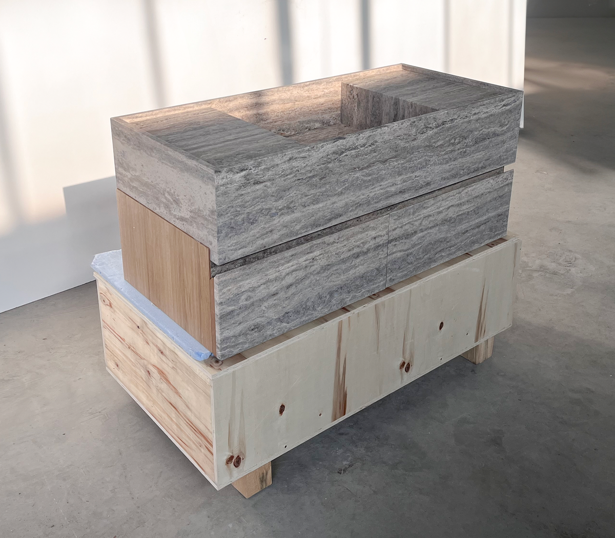 Silver Travertine Handcrafted Vanity Sink - Luxury Artisan Design, photo 7 of 8