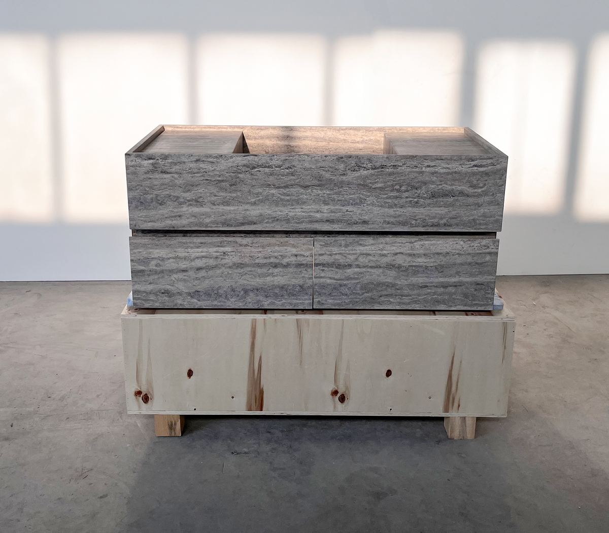 Silver Travertine Handcrafted Vanity Sink - Luxury Artisan Design, photo 8 of 8