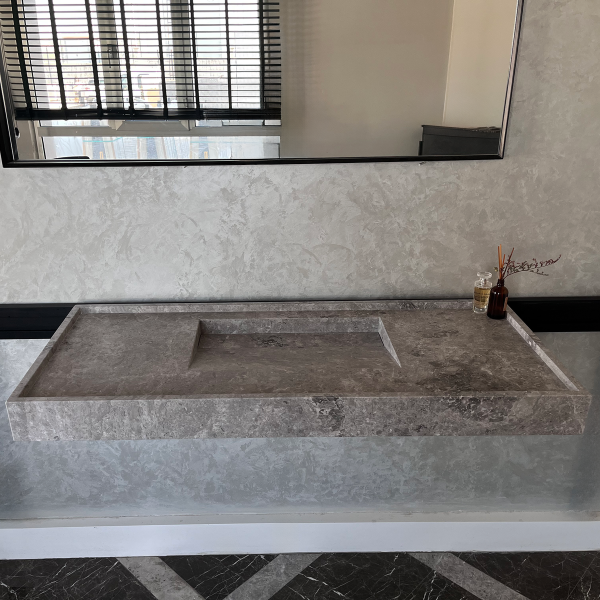 Tundra Grey Marble Sink - Handcrafted Custom Luxury Bathroom, photo 7 of 10