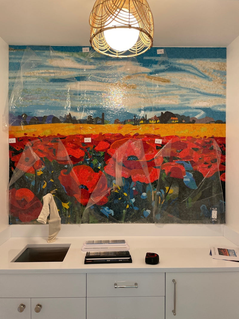 Poppy Field - Glass Mosaic Art