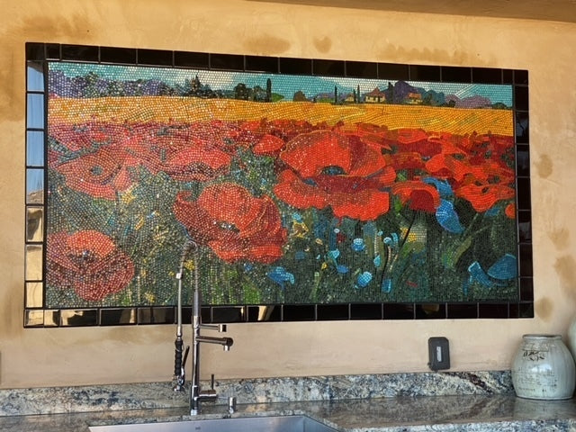 Poppy Field - Glass Mosaic Art