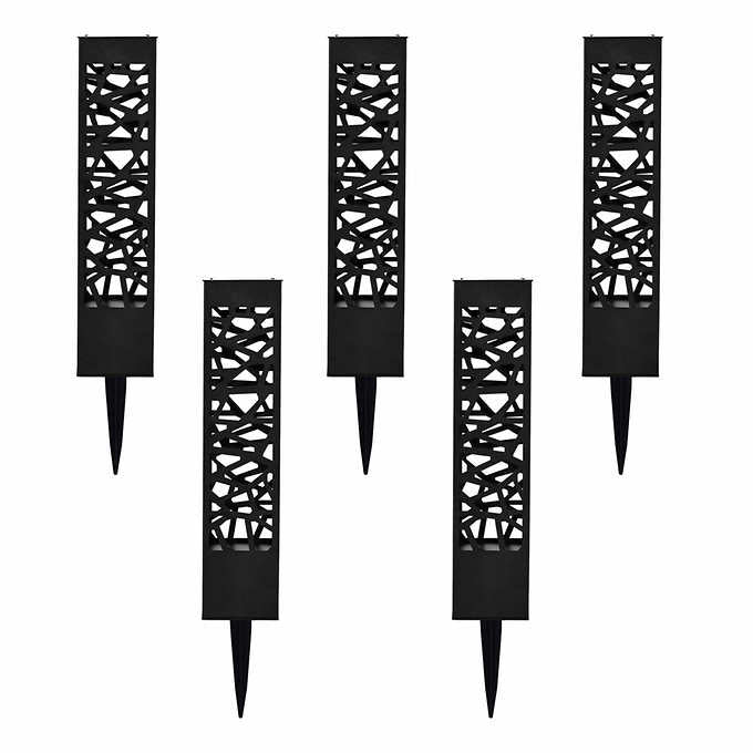 SmartYard Square Solar Bollard Pathway Lights – 35 Lumen, 5-pack