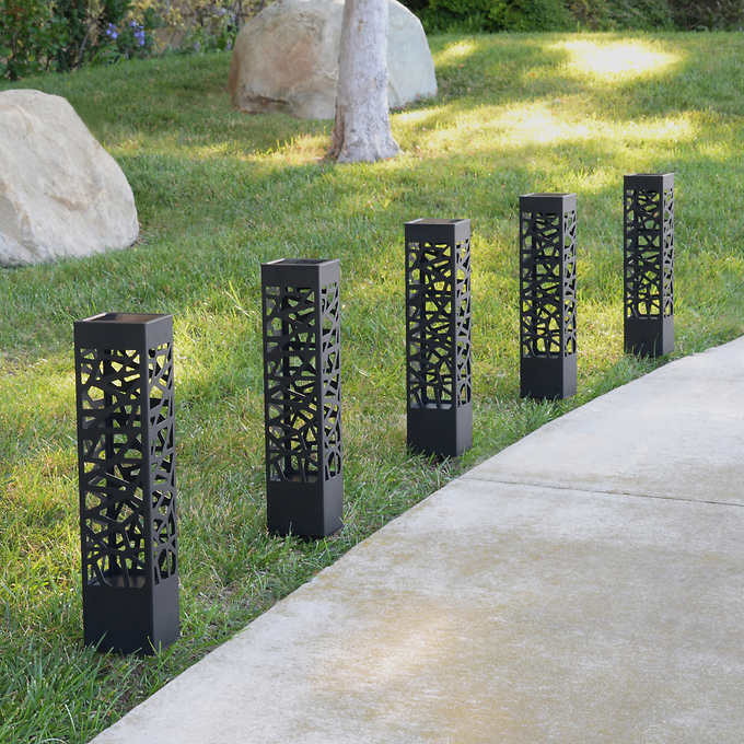 SmartYard Square Solar Bollard Pathway Lights – 35 Lumen, 5-pack