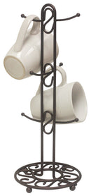 Home Basics Scroll Collection Mug Tree Holder, Rustic Bronze