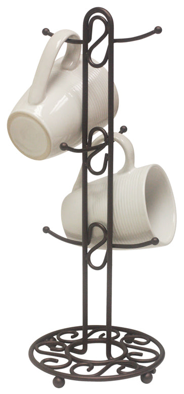 Home Basics Scroll Collection Mug Tree Holder, Rustic Bronze