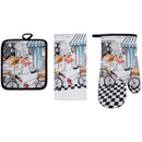 PREMIUS 3 Piece Printed Kitchen Linen Set, 1 Cotton Towel, 1 Pot Holder, 1 Oven Mitt by ShopBobbys