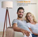 Modern Tripod LED Floor Lamp – Mid Century Dimmable Modern Light for Contemporary Living Rooms - Tall Free Standing Lamp with Solid Wood Legs by Outdoor Solar Outlet