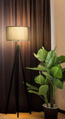 Modern Tripod LED Floor Lamp – Mid Century Dimmable Modern Light for Contemporary Living Rooms - Tall Free Standing Lamp with Solid Wood Legs by Outdoor Solar Outlet