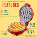 PREMIUS Ceramic Non-Stick Mini Snack Waffle Maker, 4 Inch Mold