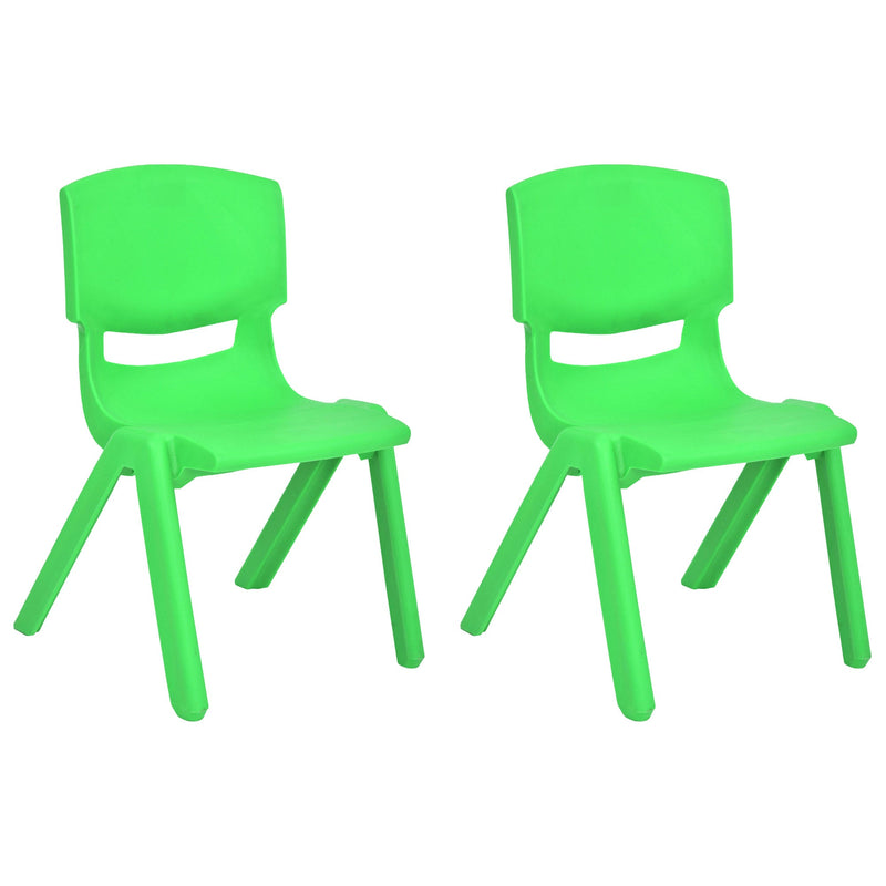 JOON Stackable Plastic Kids Learning Chairs, Green, 20.5x12.75X11 Inches, 2-Pack (Pack of 2)