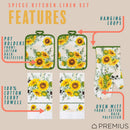 PREMIUS 5 Piece Printed Kitchen Linen Set, 2 Cotton Towels, 2 Pot Holders, 1 Oven Mitt