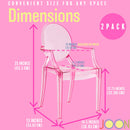 JOON 2 Pack Kids Ghost Chairs with Armrest, 25x13x14.5 Inches, Transparent