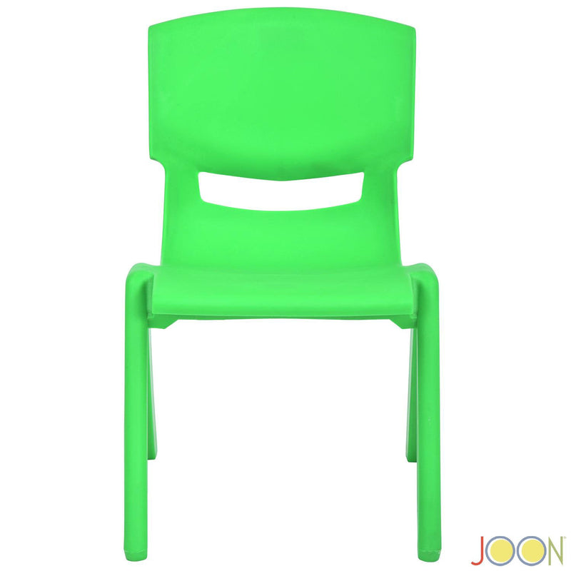 JOON Stackable Plastic Kids Learning Chairs, Green, 20.5x12.75X11 Inches, 2-Pack (Pack of 2)