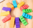 12-Piece Stained Stepped Roof Building Block Set — Primary Rainbow Colors