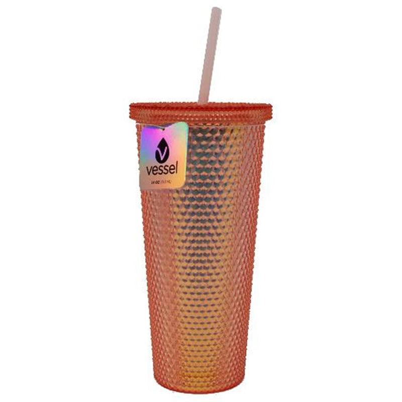 PREMIUS Studded Iridescent Tumbler With Lid and Straw, 24 Ounces