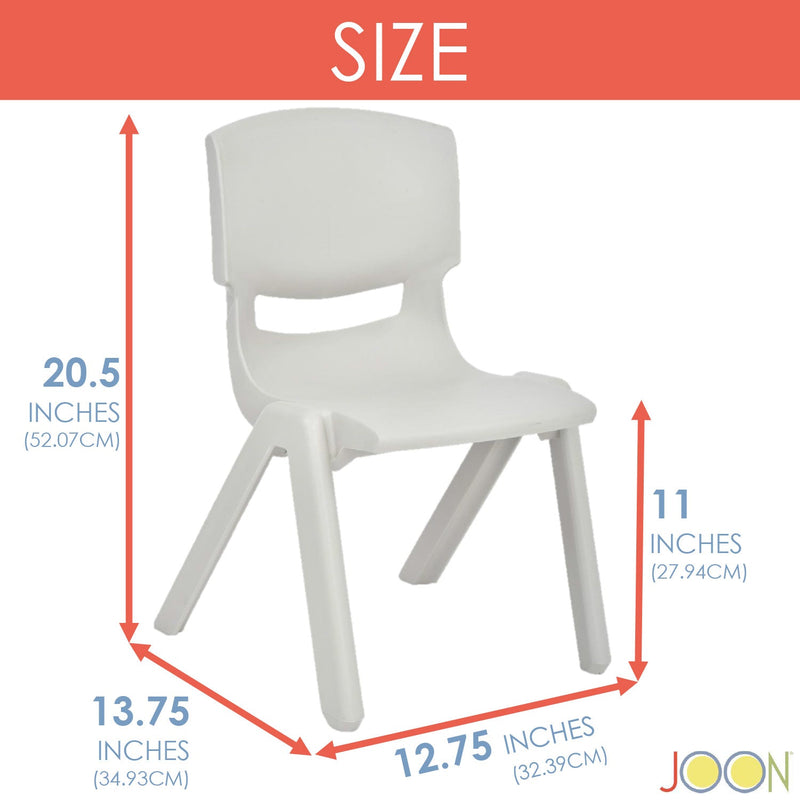 JOON Stackable Plastic Kids Learning Chairs, Light Gray, 20.5x12.75X11 Inches, 2-Pack (Pack of 2)