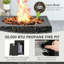 16 Feet Square Outdoor Propane Fire Pit with Lava Rocks Waterproof Cover 30000 BTU by LJGDeals