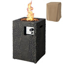 16 Feet Square Outdoor Propane Fire Pit with Lava Rocks Waterproof Cover 30000 BTU by LJGDeals