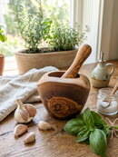 Olive Wood Rustic Mortar and Pestle by Choixe