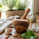 Olive Wood Rustic Mortar and Pestle by Choixe