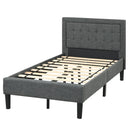 Twin Size Upholstered Bed Frame with Button Tufted Headboard by LJGDeals