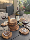 Olive Wood Coaster Set with Holder -7 Pcs by Choixe