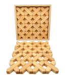 32-Piece Wooden X-Shape Building Blocks Set with Storage Tray