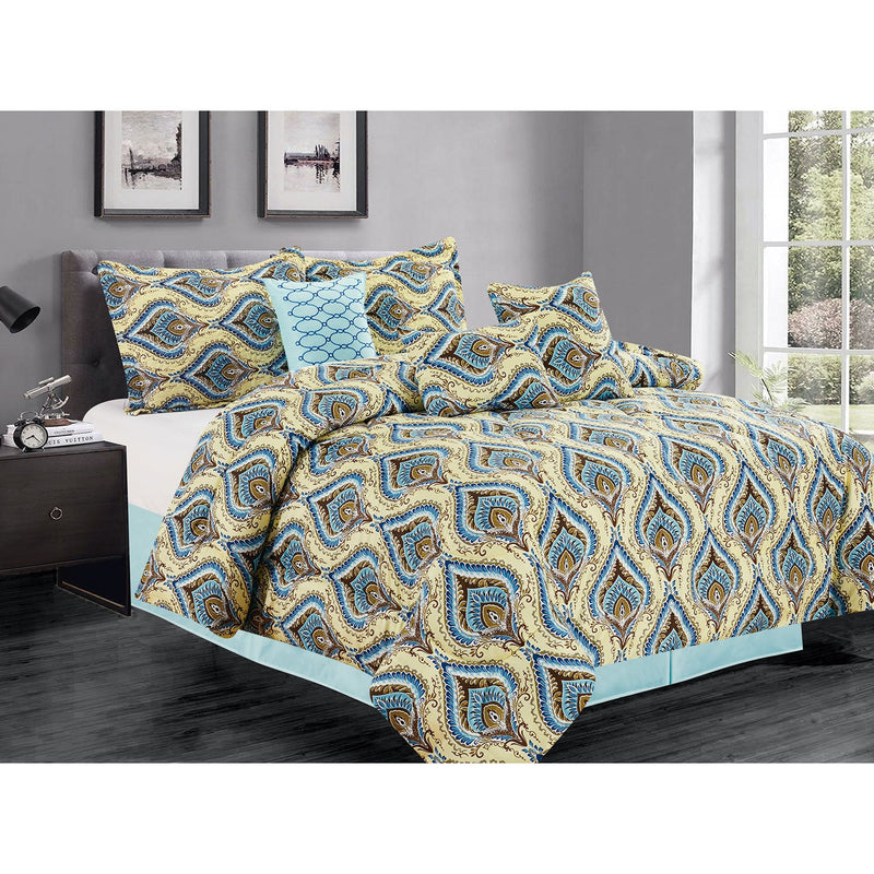 Premius Naomi 7 Piece Oversized Comforter Set, Yellow