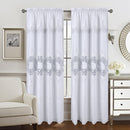 Caroline Floral Macramé Rod Pocket Window Panel With Attached Valance, 55x84 Inches
