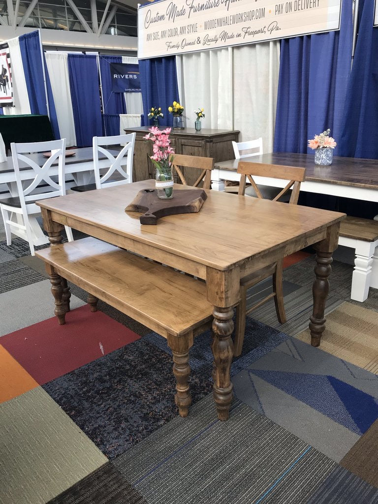 Thick Spindle Farmhouse Dining Table