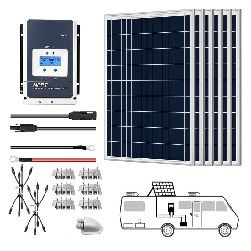 ACOPOWER 12V  Polycrystalline Solar RV Kits + MPPT / PWM Charge Controller