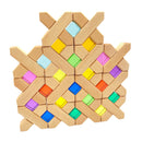 32-Piece Wooden X-Shape Building Blocks Set with Storage Tray